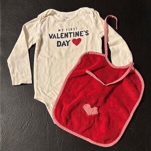 Carter's my First Valentine’s Day size 24 mo. Baby Onesie & Valentine’s Day Bib